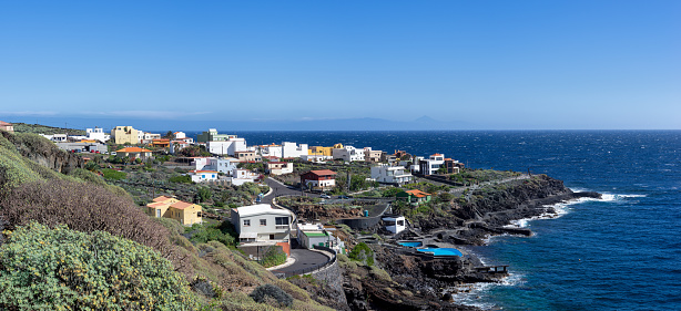 El Hierro, Canary Islands - View of La Caleta on the east coast, on the horizon the neighboring islands La Gomera and Tenerife