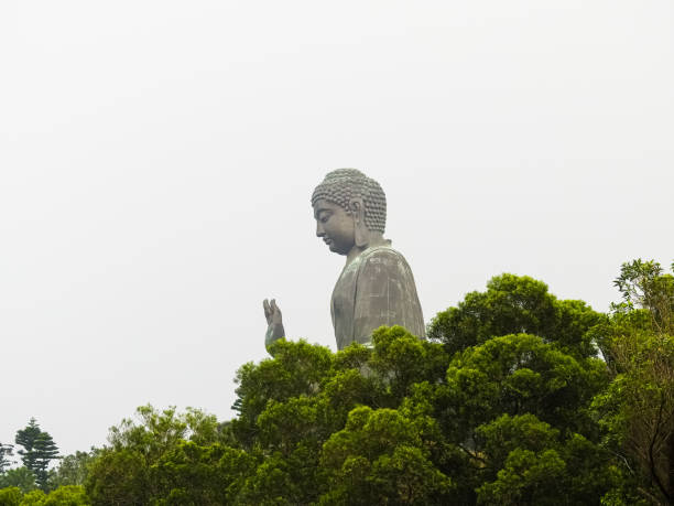 Large Buddha statue seated on steps