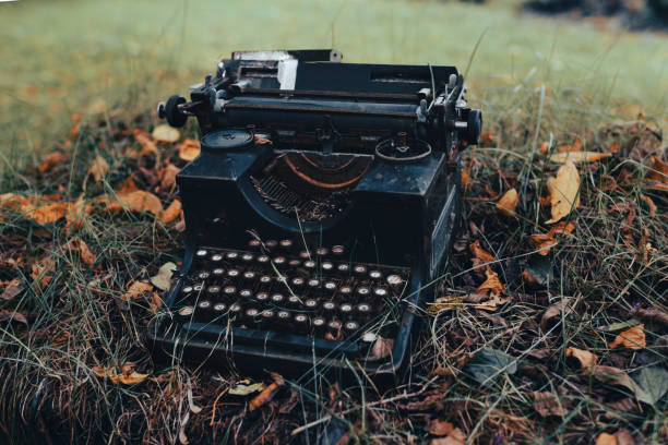 istock A vintage antique Typewriter. Machine Closeup Photo. 1385995671