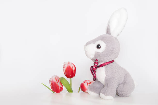 Easter bunny with spring flowers