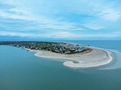 Aerial view of Tybee Island, Georgia, USA. Drone view.