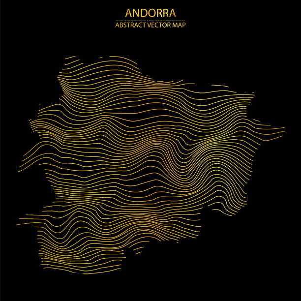 abstract map of Andorra - vector illustartion of striped gold colored map abstract map of Andorra - vector illustartion of striped gold colored map andorra map stock illustrations