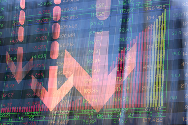 istock Graph, Arrows and Trading Screen Data with blurred office buildings. 1386024296