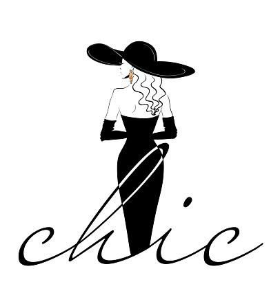Chic woman logo template from back illustration