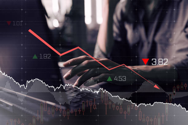 wirtschaftskrise, die sich auf das weltweite wachstum der inflation und des kraftstoffpreises auswirken wird - price drop stock-fotos und bilder