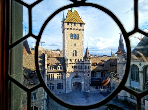 Switzerland's most frequently visited museum of cultural history represents our history from its origins to the present day. The Museum is located next o the Zurich Railway Main Station. The image was captured from the museum through a window.