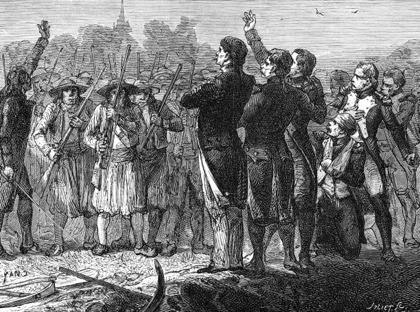 rewolucja francuska: egzekucja pojmanych republikanów - lr pan stock illustrations