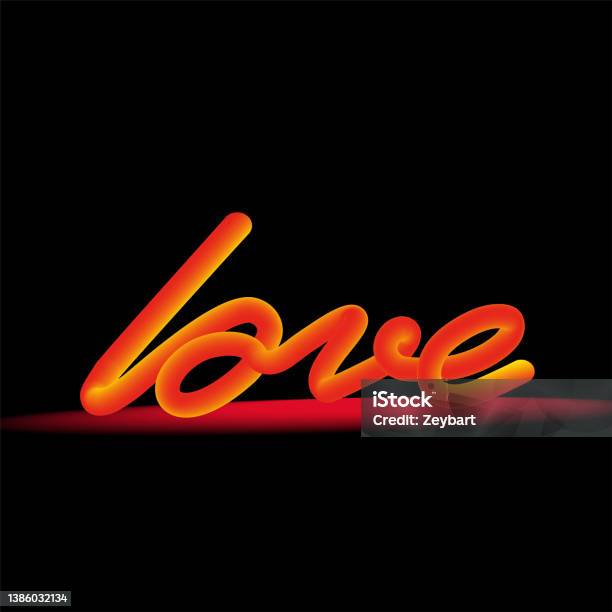 Led Lettering Love Fluorescent Love Hand Lettering Tube Led Light Stock Illustration ...