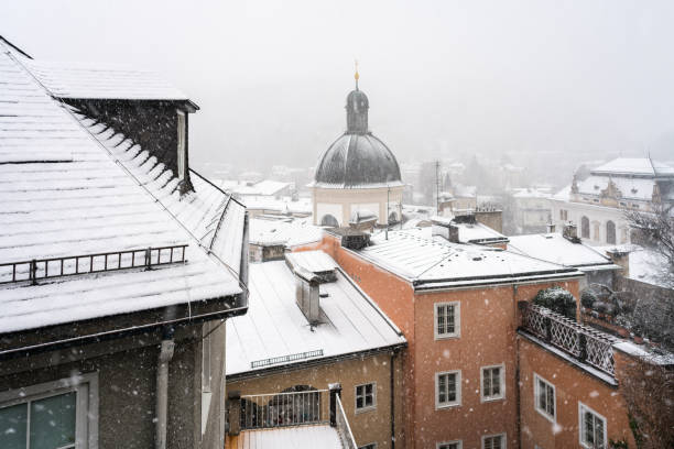 View from Fortress Hohensalzburg towards the Cathedral of Salzburg.