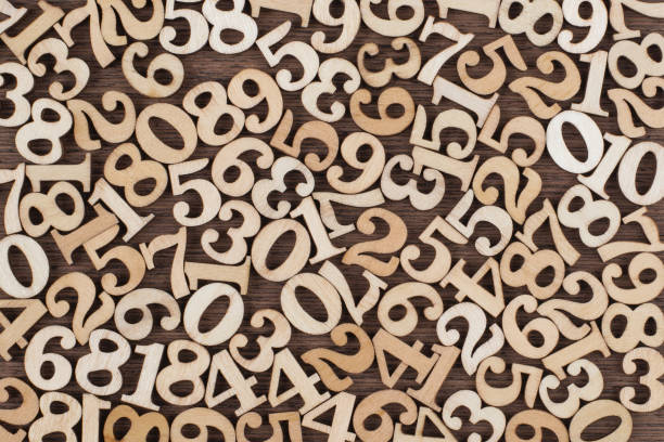 Wooden Numbers Background Vintage Wooden Numbers Background. Back to school concept. financial figures stock pictures, royalty-free photos & images