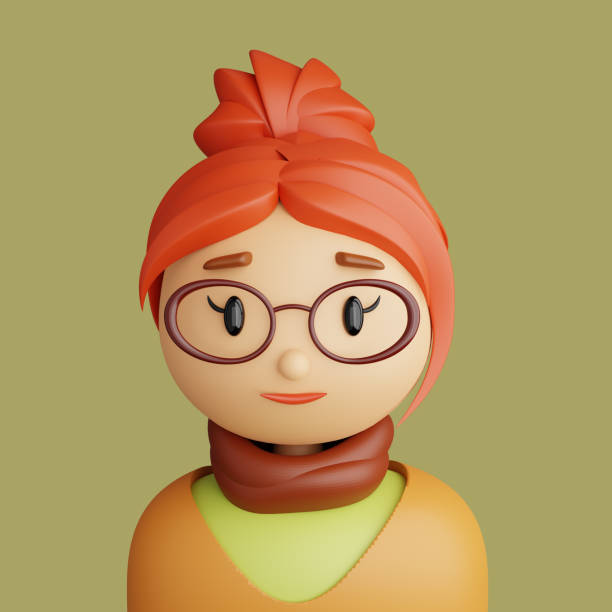 istock 3D cartoon avatar of smiling caucasian woman. 1386037321