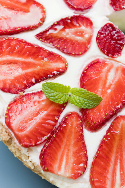 istock Cheesecake with fresh strawberry and mint 1386037724