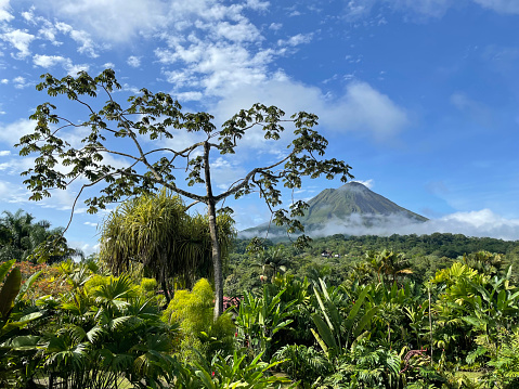 Arenal volcano at 1633 m. It is easily visited from San Jose.