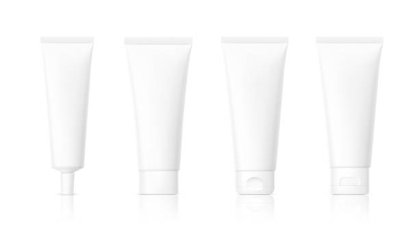 Set of blank realistic tubes on white background. Can be used for cosmetic, medical, gels, creams, shampoo and pastes. Vector illustration. EPS10. tube stock illustrations