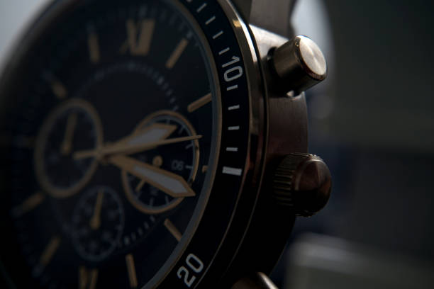 istock Wrist watch crown. A close up photo 1386061203