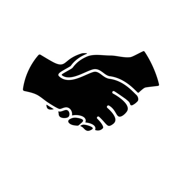 sylwetka ikony uścisku dłoni. - handshake stock illustrations
