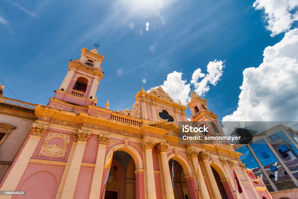 Facade of the cathedral of Salta, Argentina Salta - City Stock Photo