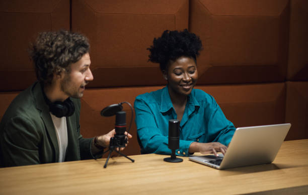 istock Young ambitious entrepreneurs recording a business podcast 1386070528
