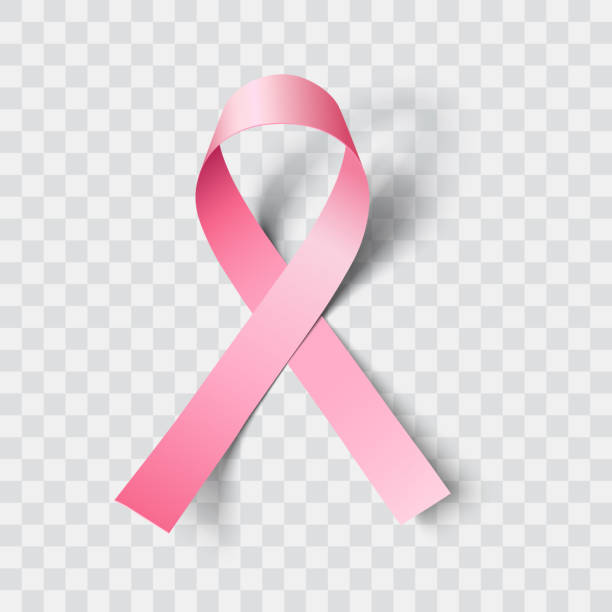 Pin ribbon. Symbol of breast cancer awareness. Vector illustration. stock photo