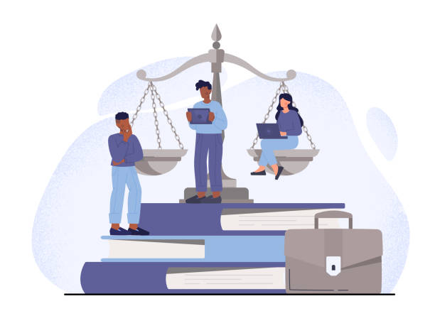 ilustraciones, imágenes clip art, dibujos animados e iconos de stock de concepto abstracto de derecho y justicia - civil law