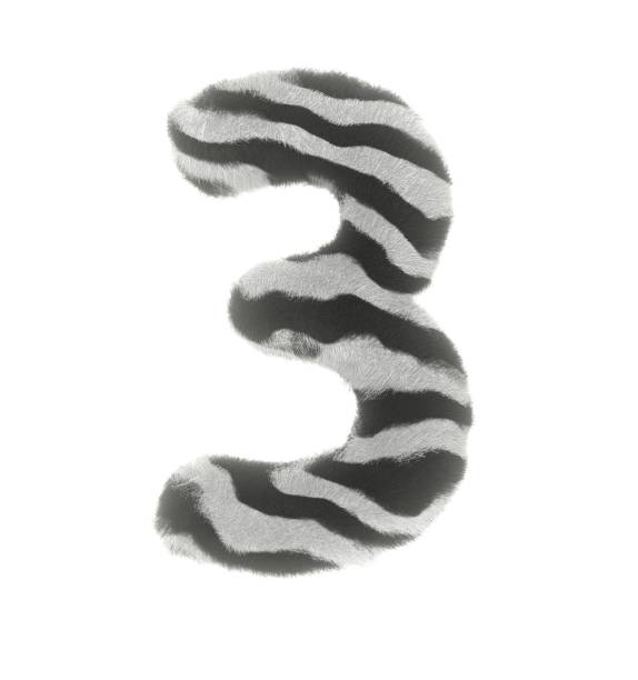 istock Furry Zebra Themed Font Number 3 1386085867