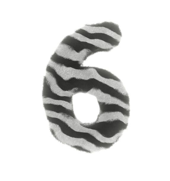 istock Furry Zebra Themed Font Number 6 1386085874
