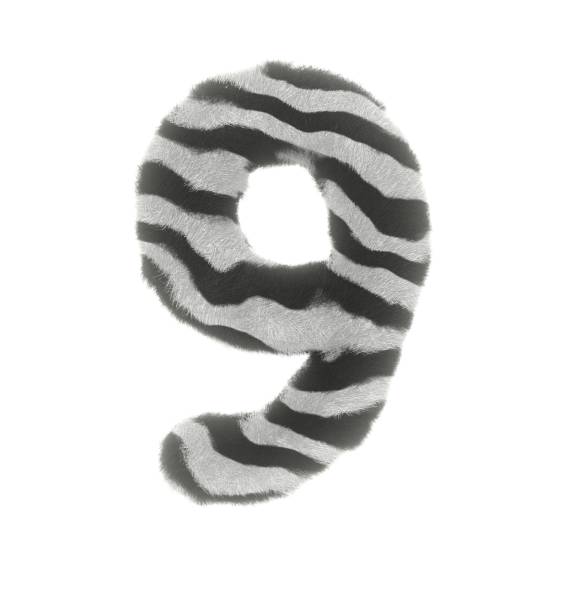 istock Furry Zebra Themed Font Number 9 1386085890
