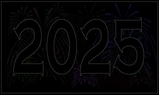 Tema Tahun Baru Nomor Teks 2025 Tentang Latar Belakang Hitam Dengan ...