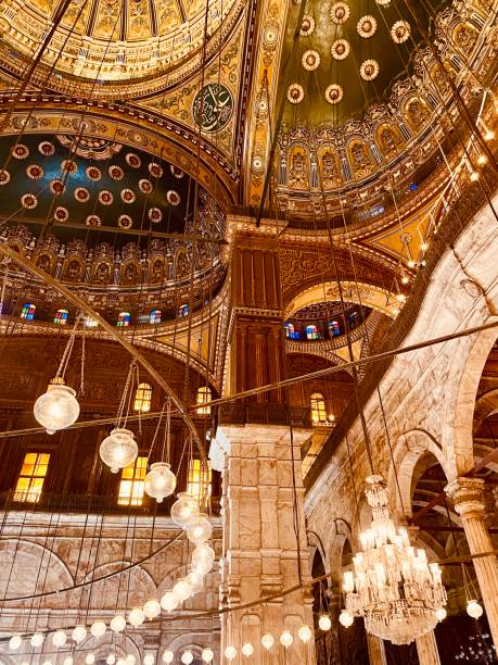 inside domes of cairo citadel - cairo mosque egypt inside of imagens e fotografias de stock