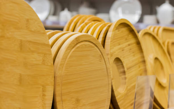 istock Wooden boards stand in store. 1386092514