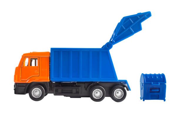 foto isolada de carro de brinquedo de lixo. - pick up truck truck toy figurine - fotografias e filmes do acervo