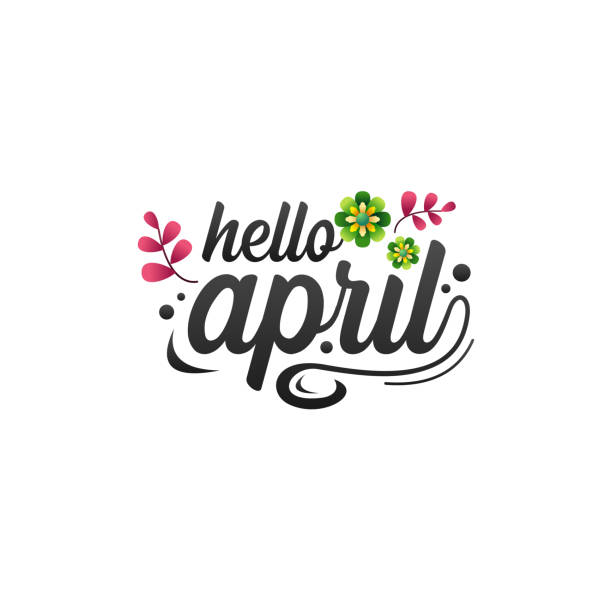 ilustrações de stock, clip art, desenhos animados e ícones de hello april vector banner design - april