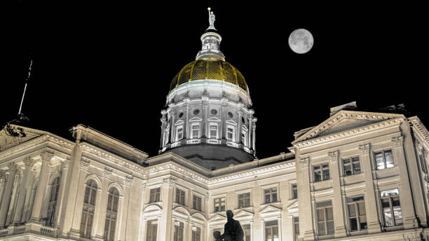 Full Moon Over Georgia Capitol Building