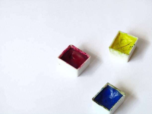 istock Red, blue, and yellow watercolor on a white background 1386110033