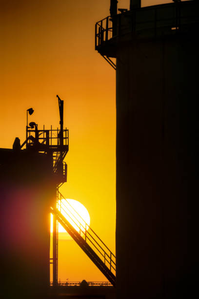 Oil refinery at sunset in Edmonton Alberta, Canada