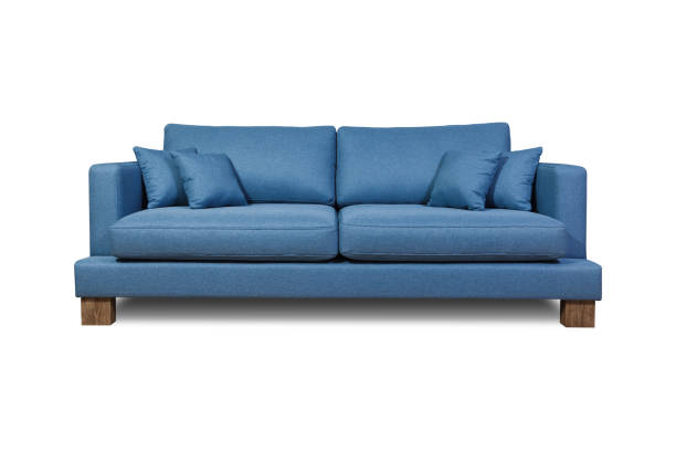 istock Sofa made of blue fabric isolated on a white background 1386116581