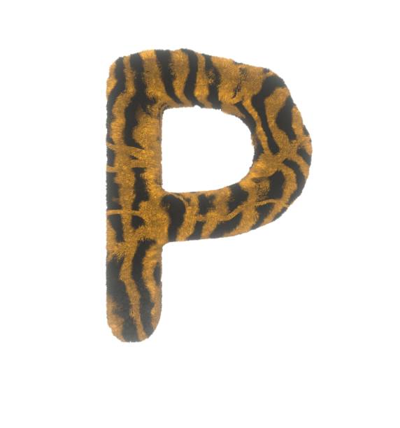 istock Furry Tiger Themed Font With White Background Letter P 1386124861