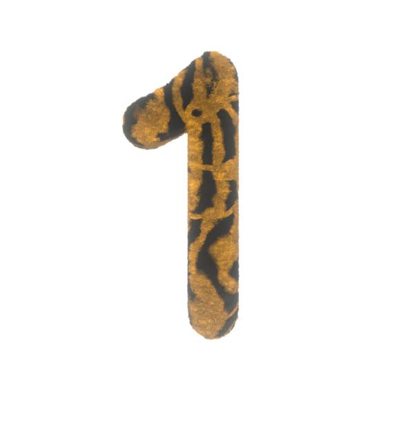 istock Furry Tiger Themed Font With White Background Number 1 1386125910