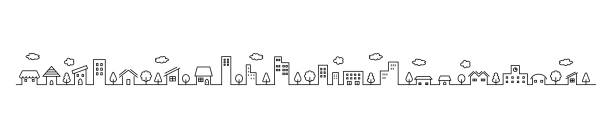 ilustrações, clipart, desenhos animados e ícones de cityscape_simple - cidade pequena