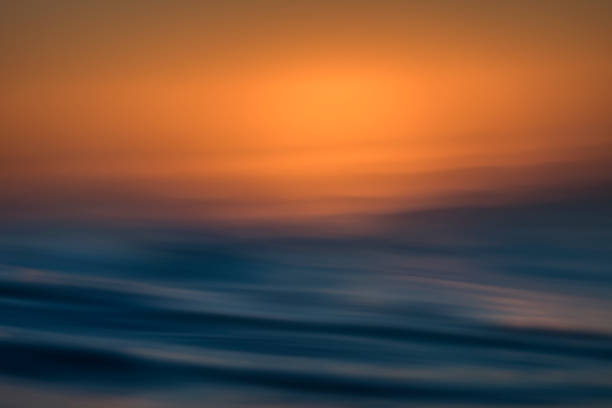 Blurred motion of sunset over water