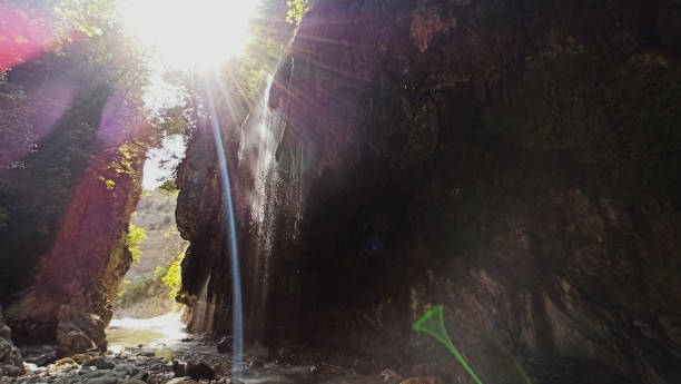 The Always raining canyon (Panta Vrehei) with waterfalls in Karpenissi Greece