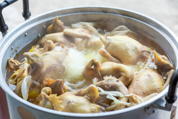istock boiled chicken. boiled chicken for food ingredient 1386139479