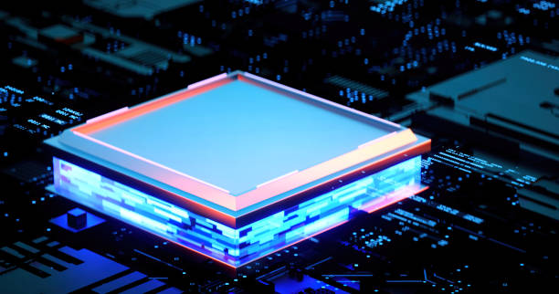 istock 3D rendering of cyberpunk AI. Circuit board. Technology background. Central Computer Processors CPU and GPU concept. Motherboard digital chip. Tech science background. 1386152391