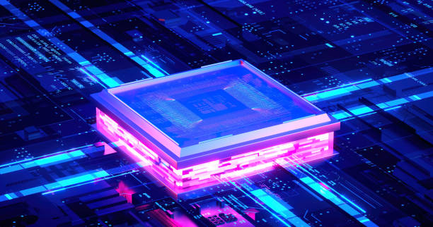 istock 3D rendering of cyberpunk AI. Circuit board. Technology background. Central Computer Processors CPU and GPU concept. Motherboard digital chip. Tech science background. 1386152407