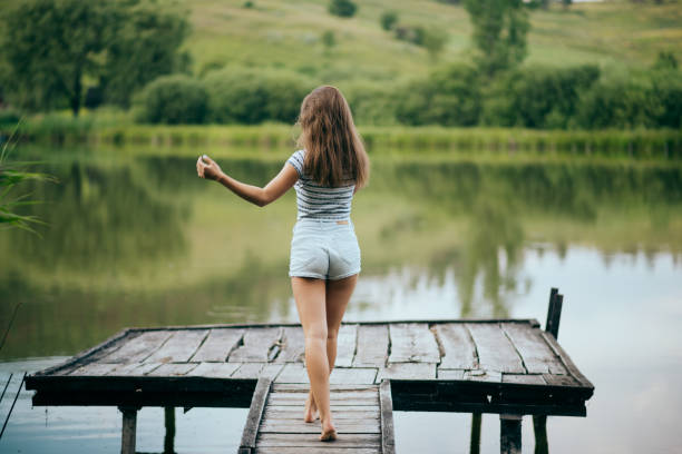 lake, summer, portrait, happy, vacation