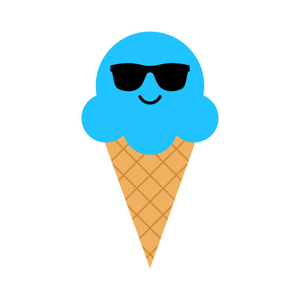 vector ice cream wearing sunglasses ilustracja - wafer waffle isolated food stock illustrations