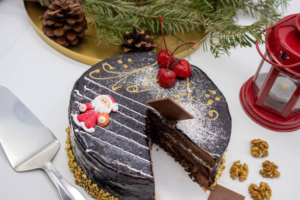 istock Delicious chocolate cake with Santa 1386162336
