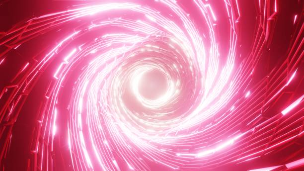 istock 3D Rendering. Flight in abstract sci-fi tunnel. Futuristic motion graphics, high tech background 1386163633