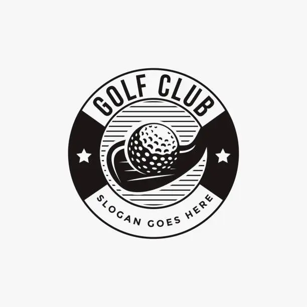 Vector illustration of vintage badge emblem Golf club, golf tournament logo vector icon on white background