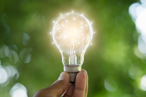 istock Light bulbs with fluorescent technology and creativity Ideas and ideas for the future and the environment 1386172710
